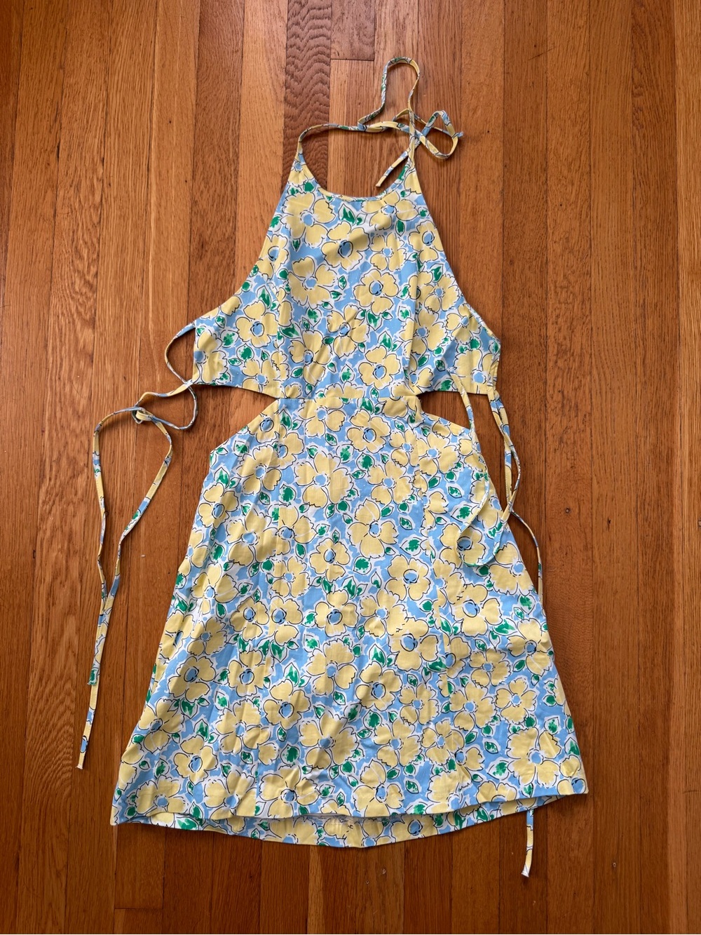 Zara Yellow Blue Floral Mini Dress